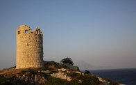 The ancient tower of Drakano, Ikaria, Greece on August 11, 2017. Credit Aris Oikonomou SOOC